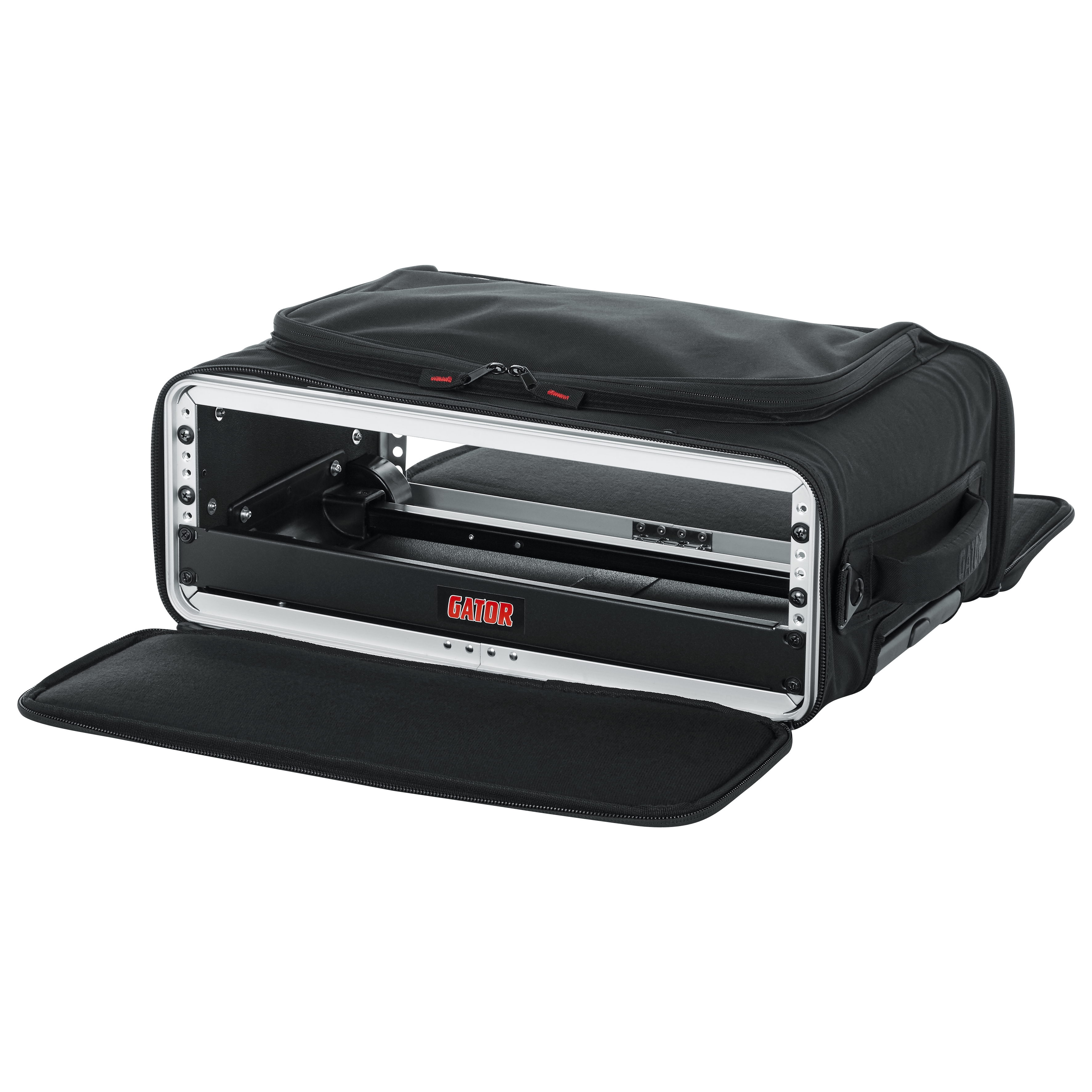 2U Lightweight rack bag w/ tow handle and wheels