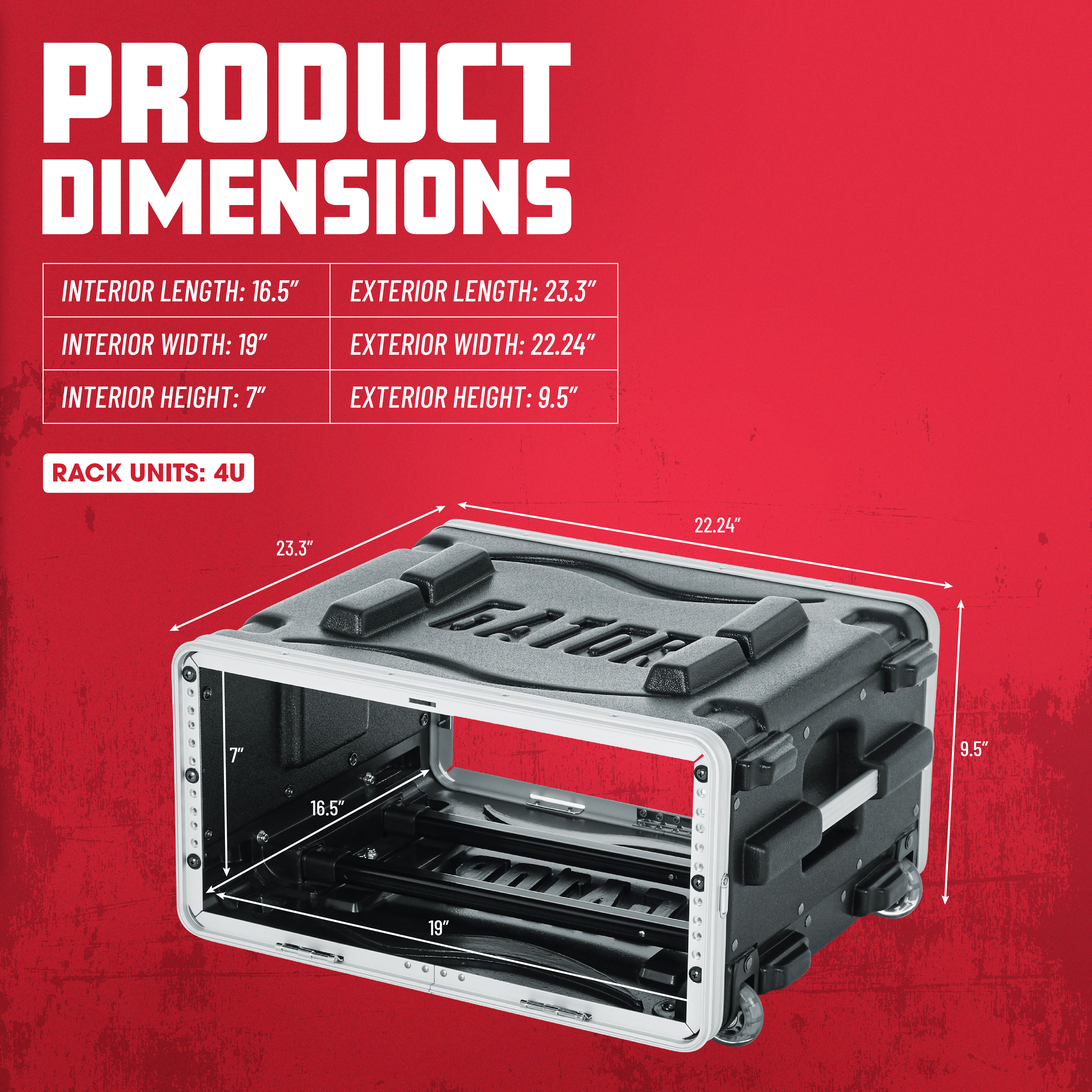4U Audio Rack; Rolling