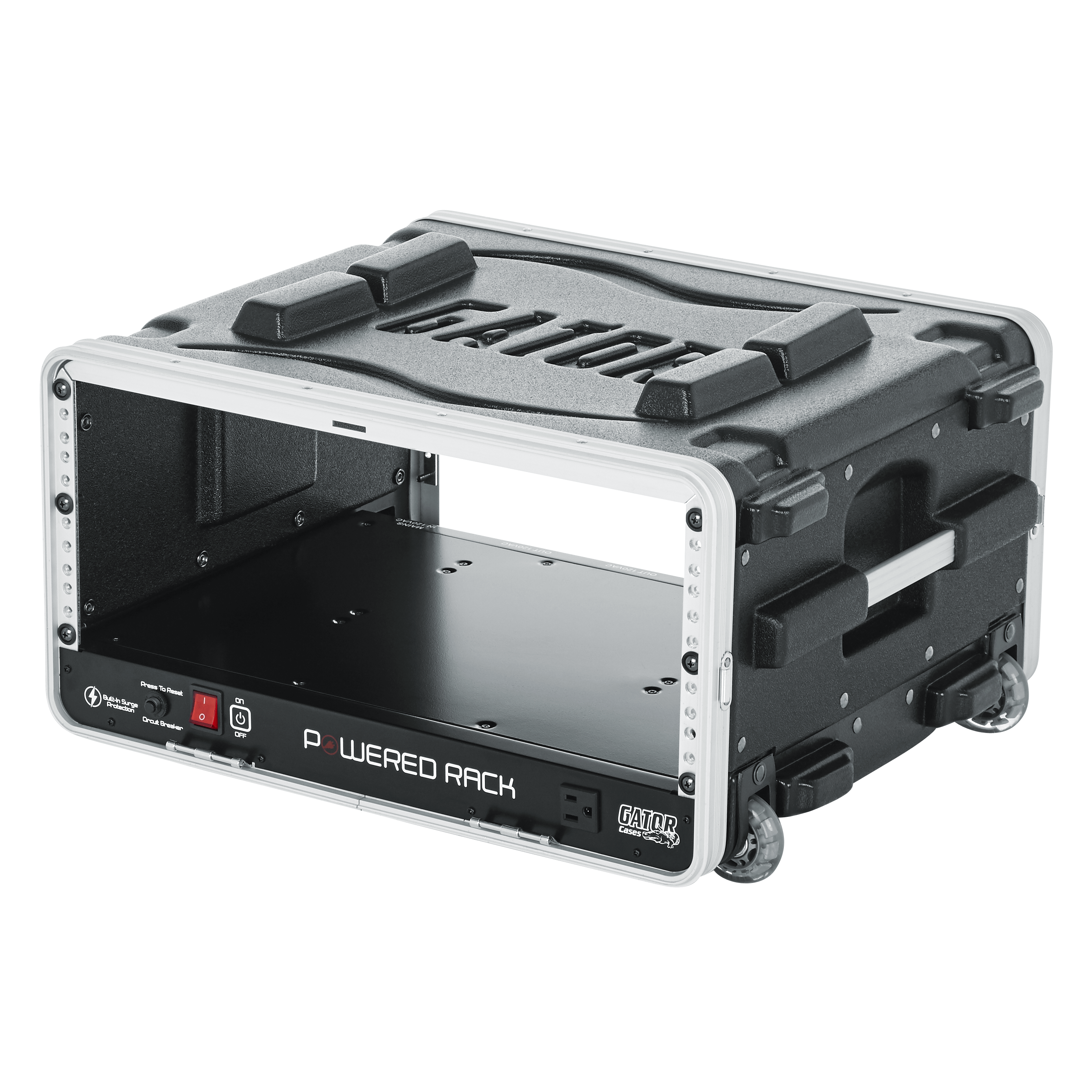 4U Audio Rack; Powered Rolling