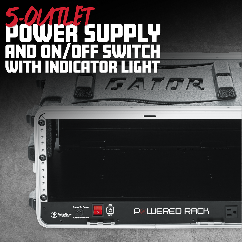 4U Audio Rack; Powered Rolling