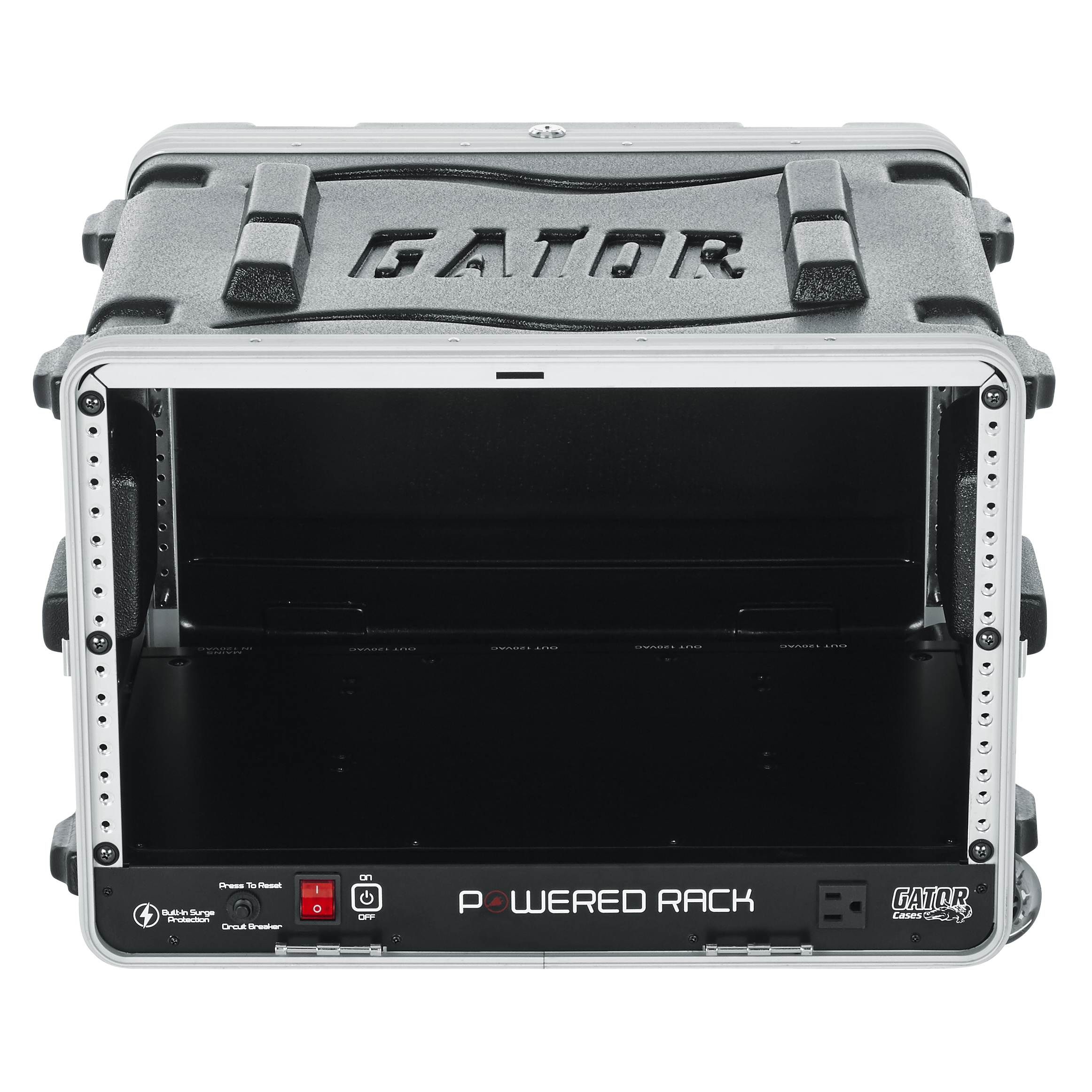 6U Audio Rack; Powered Rolling