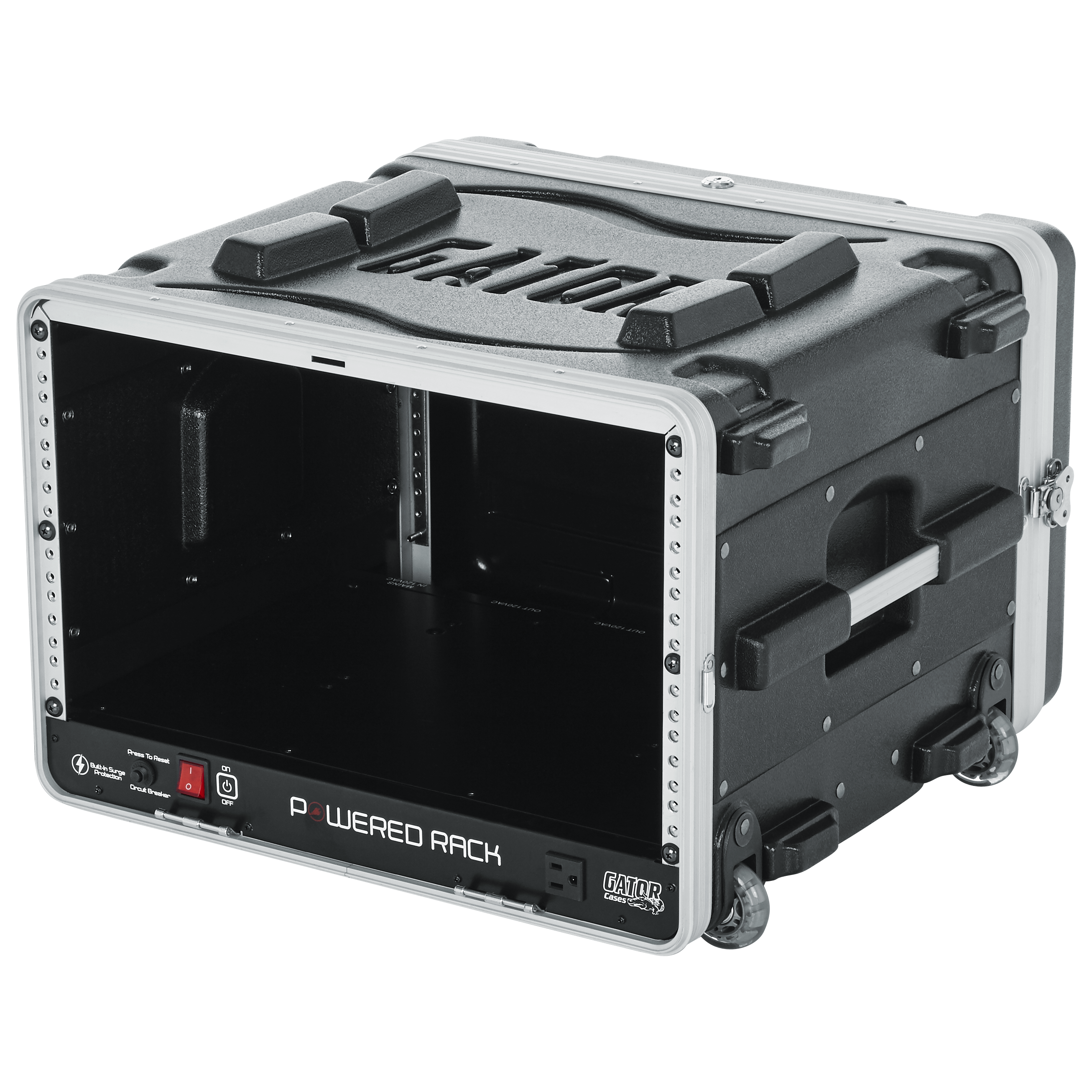 6U Audio Rack; Powered Rolling