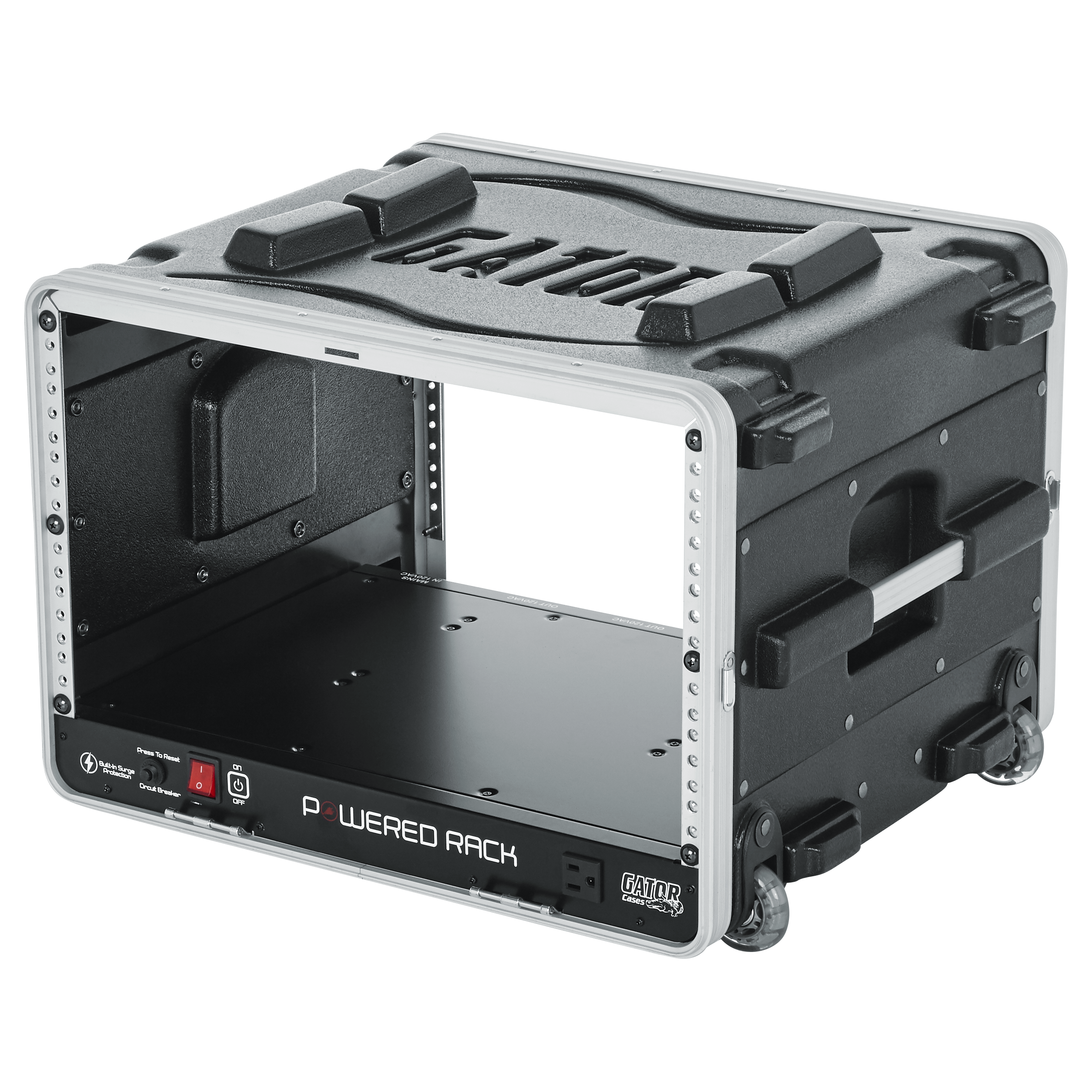 6U Audio Rack; Powered Rolling