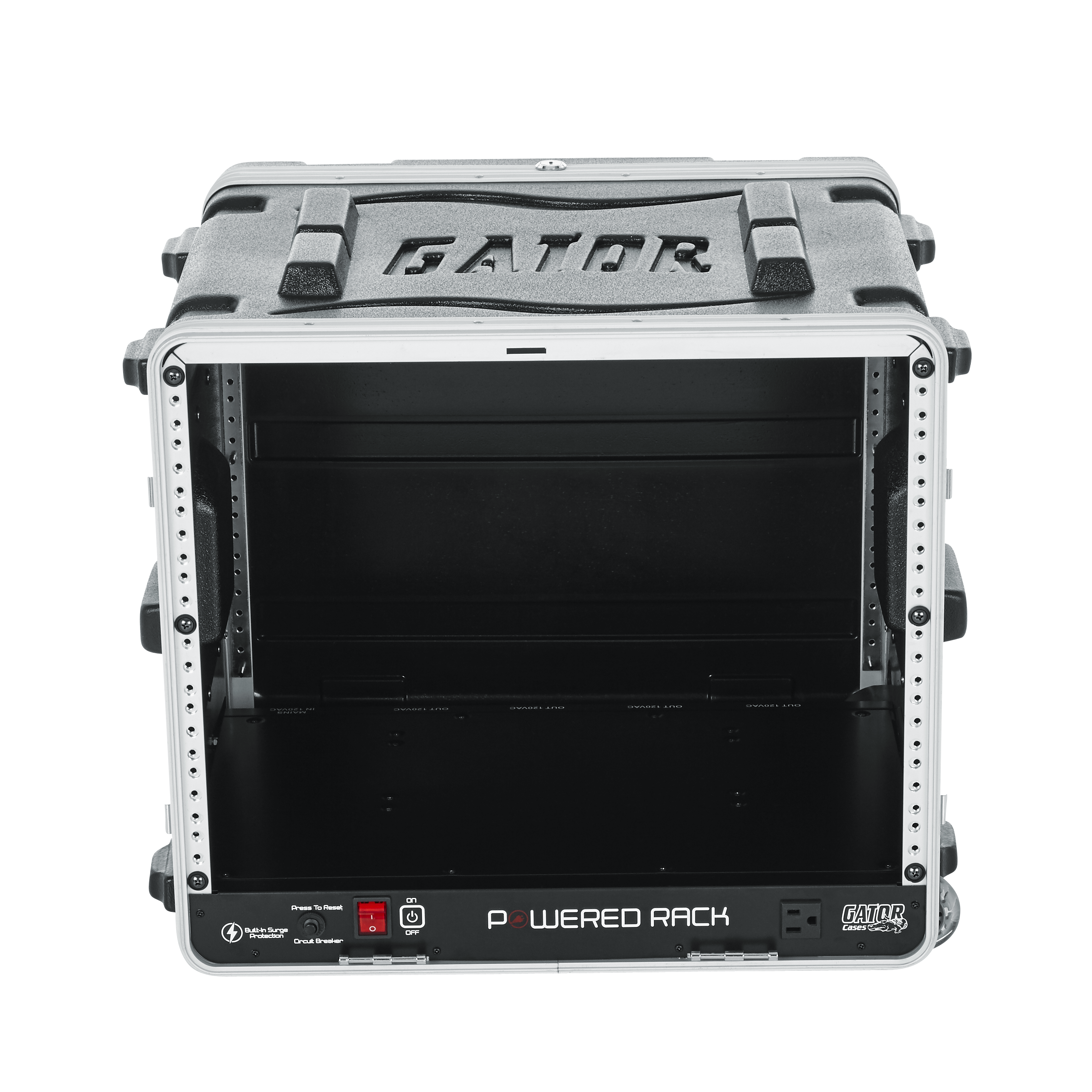 8U Audio Rack; Powered Rolling
