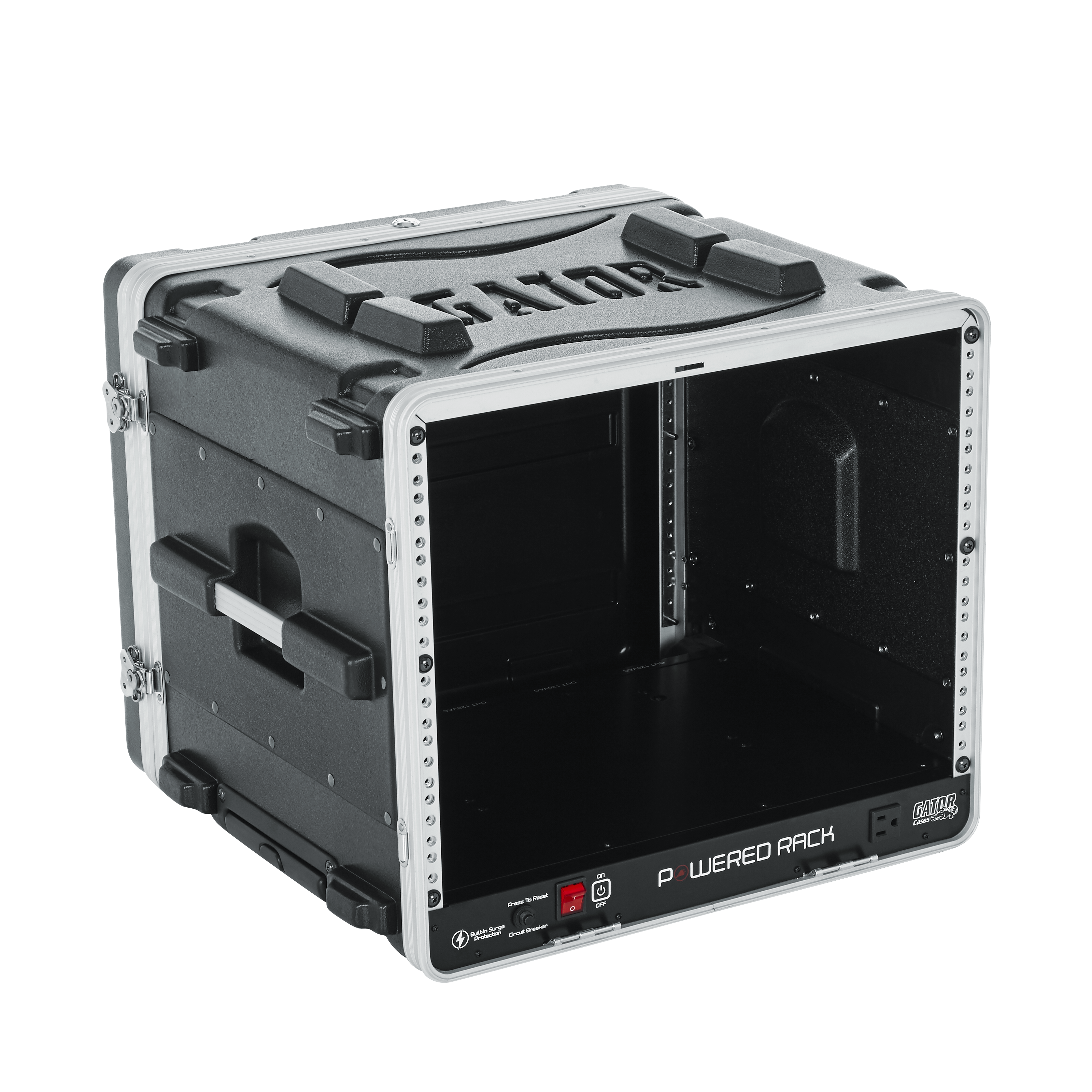 8U Audio Rack; Powered Rolling