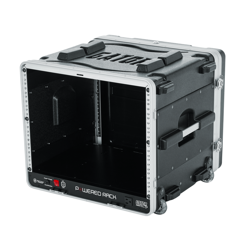 8U Audio Rack; Powered Rolling