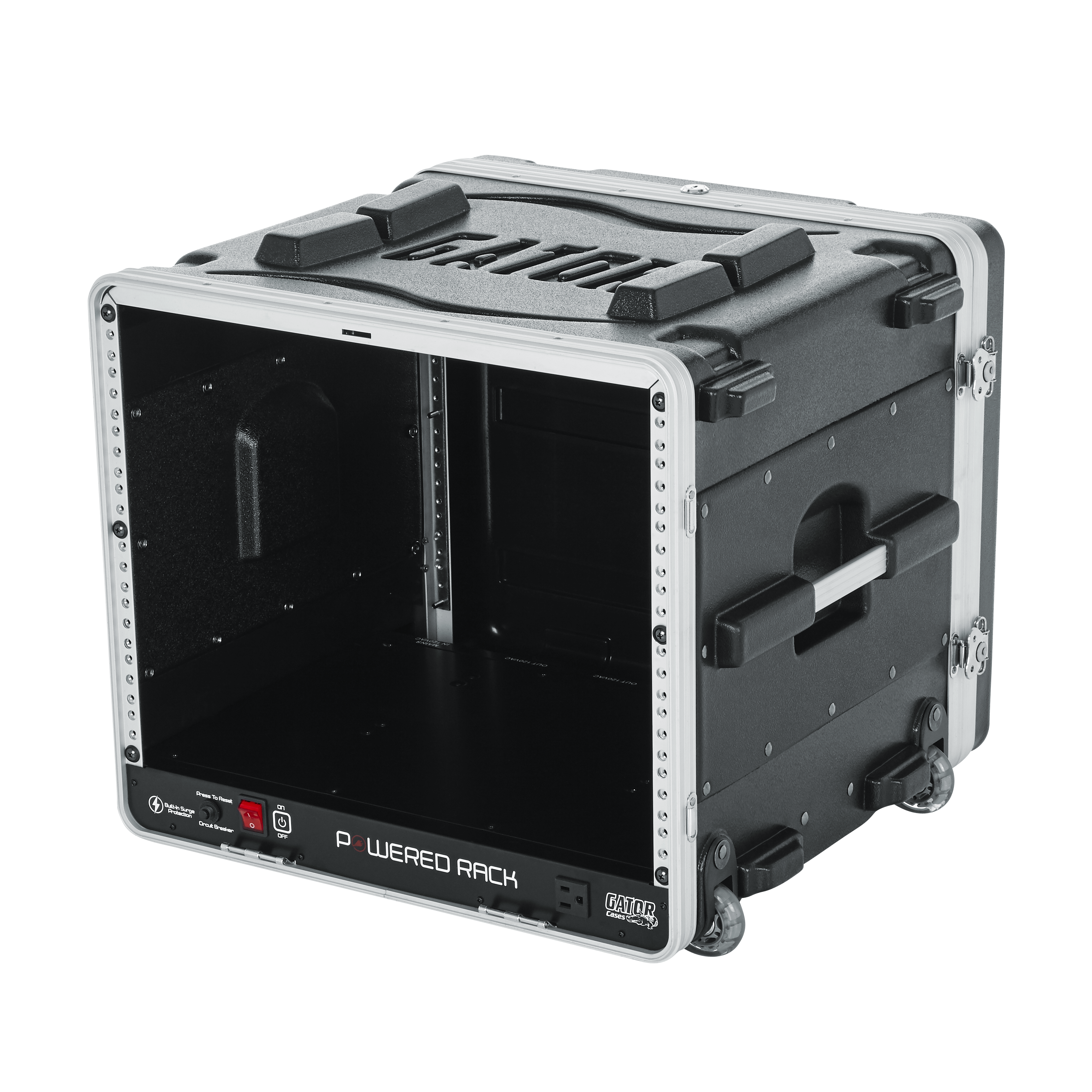 8U Audio Rack; Powered Rolling