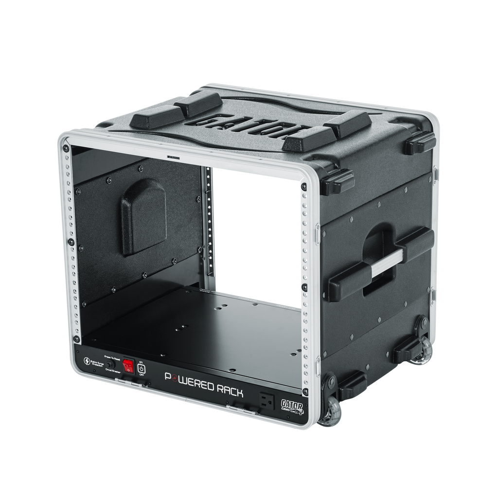 8U Audio Rack; Powered Rolling