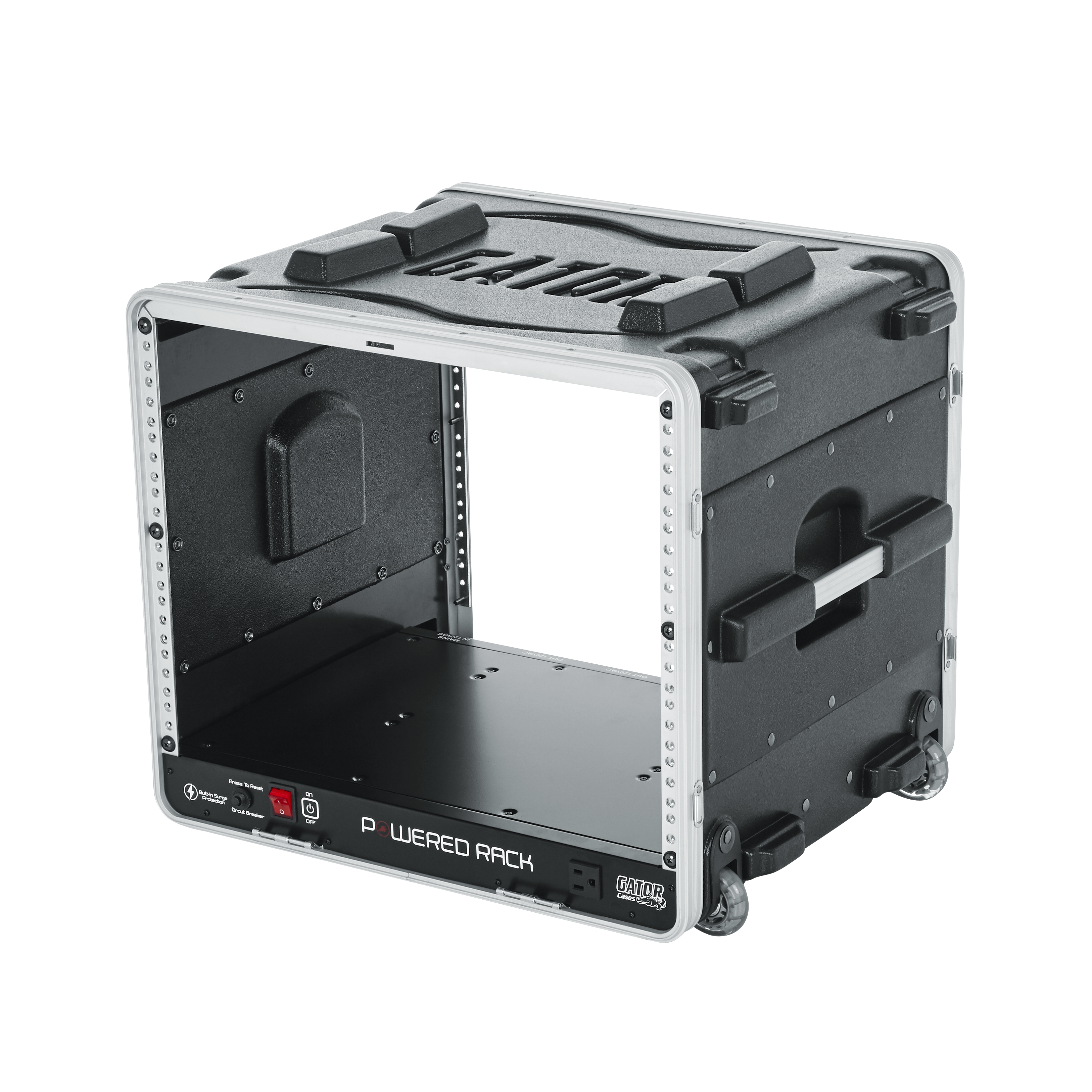 8U Audio Rack; Powered Rolling
