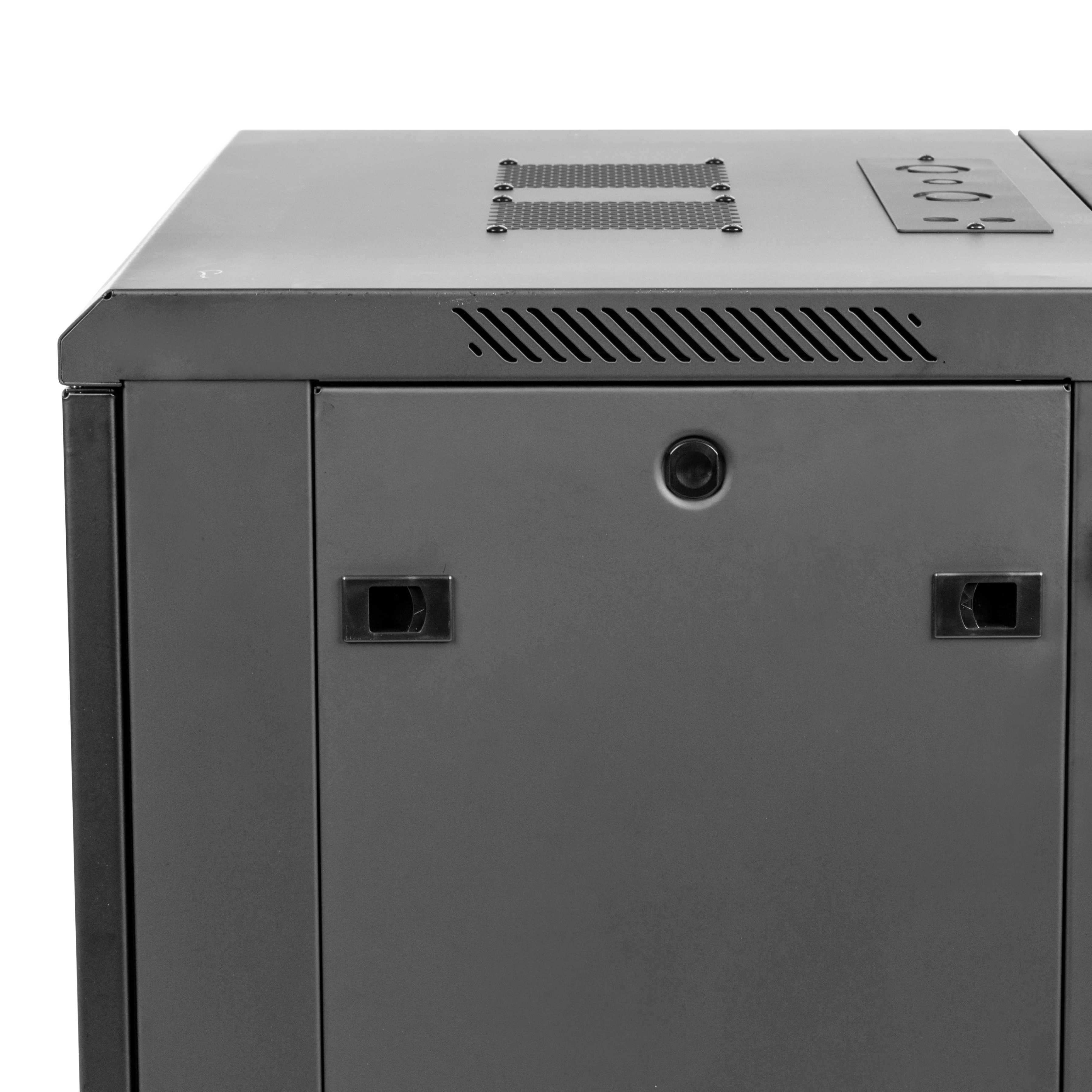 9U, 21" Deep Sectional Wall Rack, Steel Door