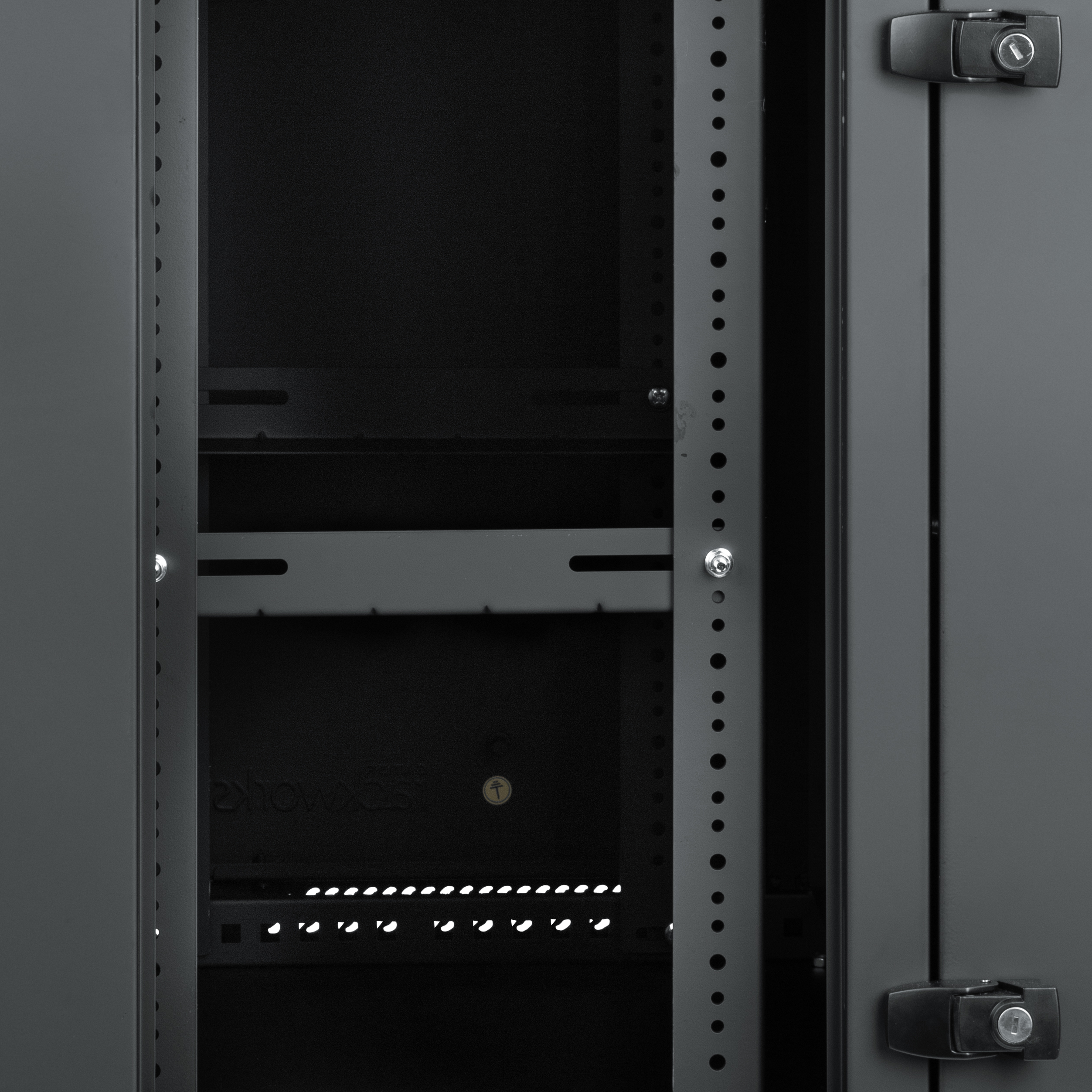 9U, 21" Deep Sectional Wall Rack, Glass Door