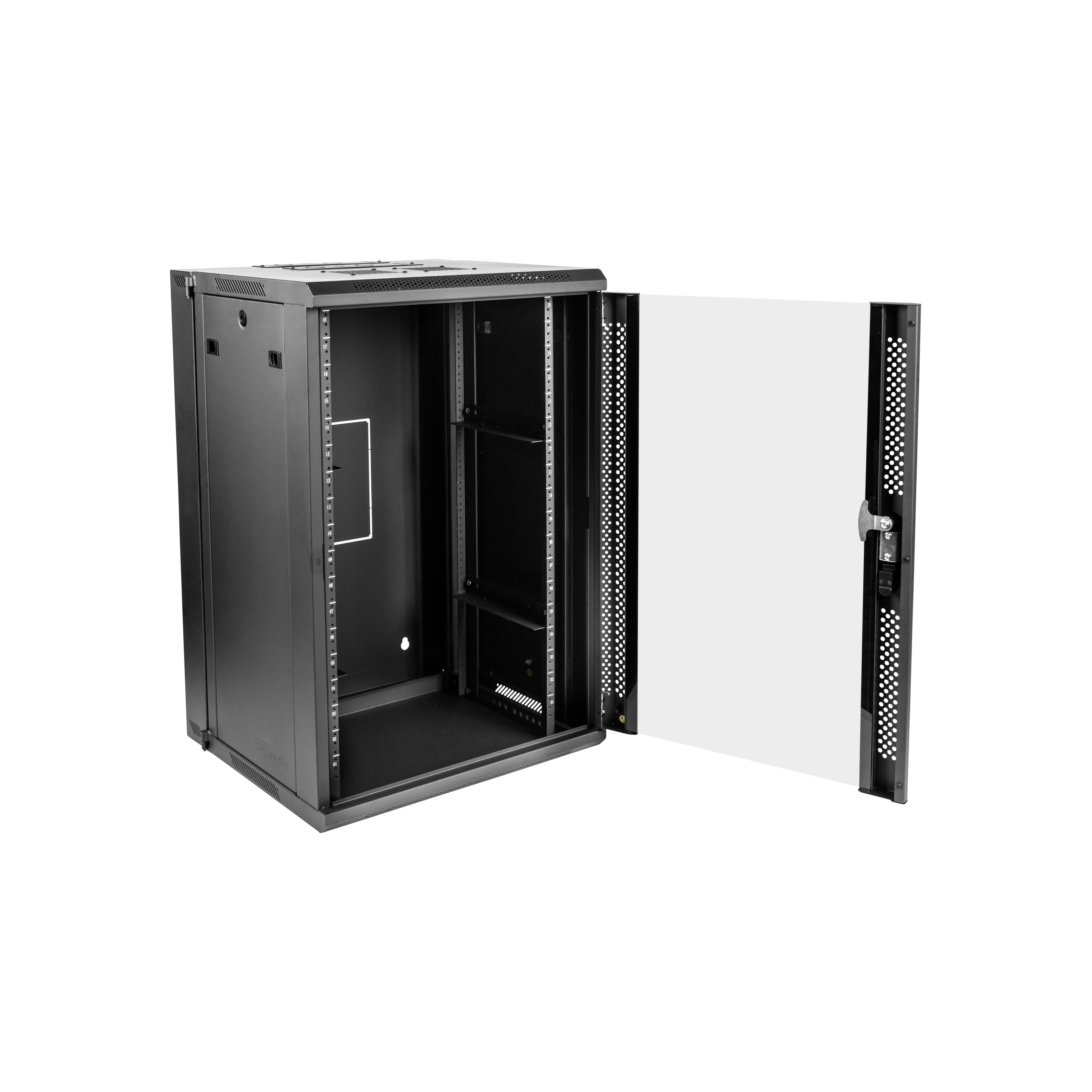 18U, 21" Deep Sectional Wall Rack, Glass Door