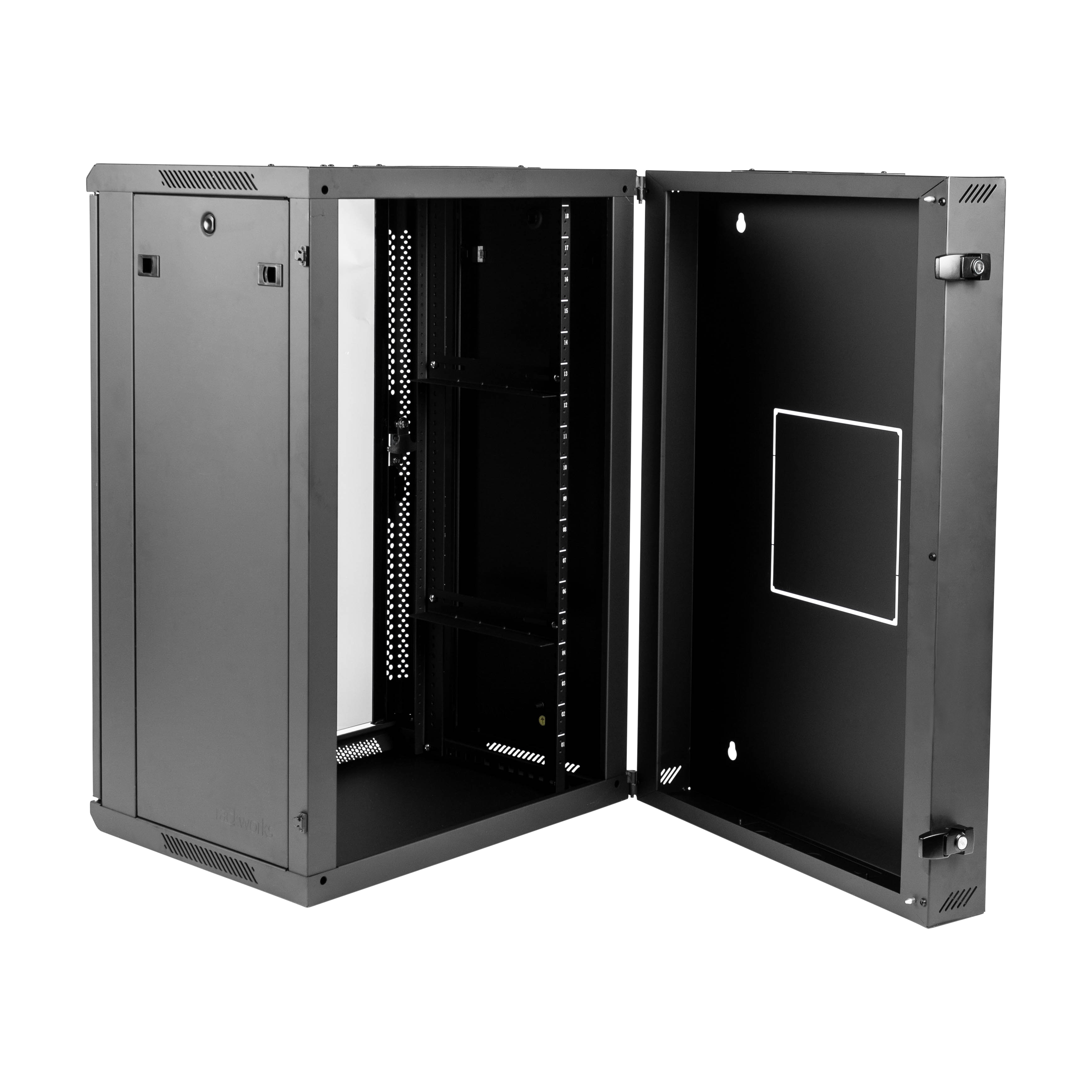 18U, 21" Deep Sectional Wall Rack, Glass Door