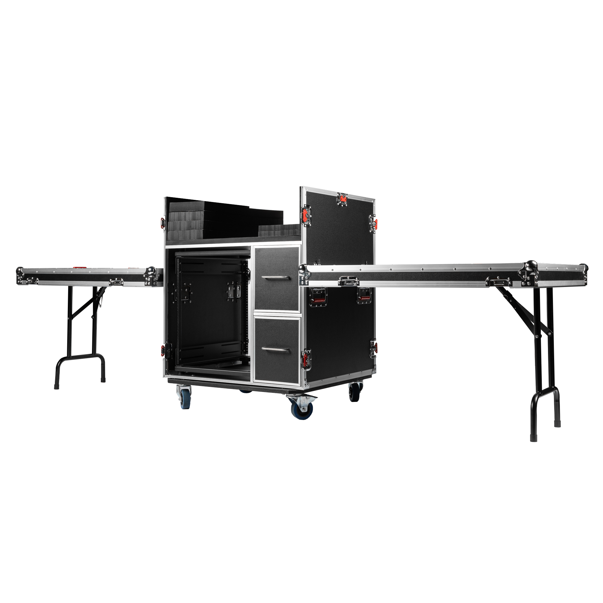GTOUR Mixer Flight Case with 2 Drawers & Tables