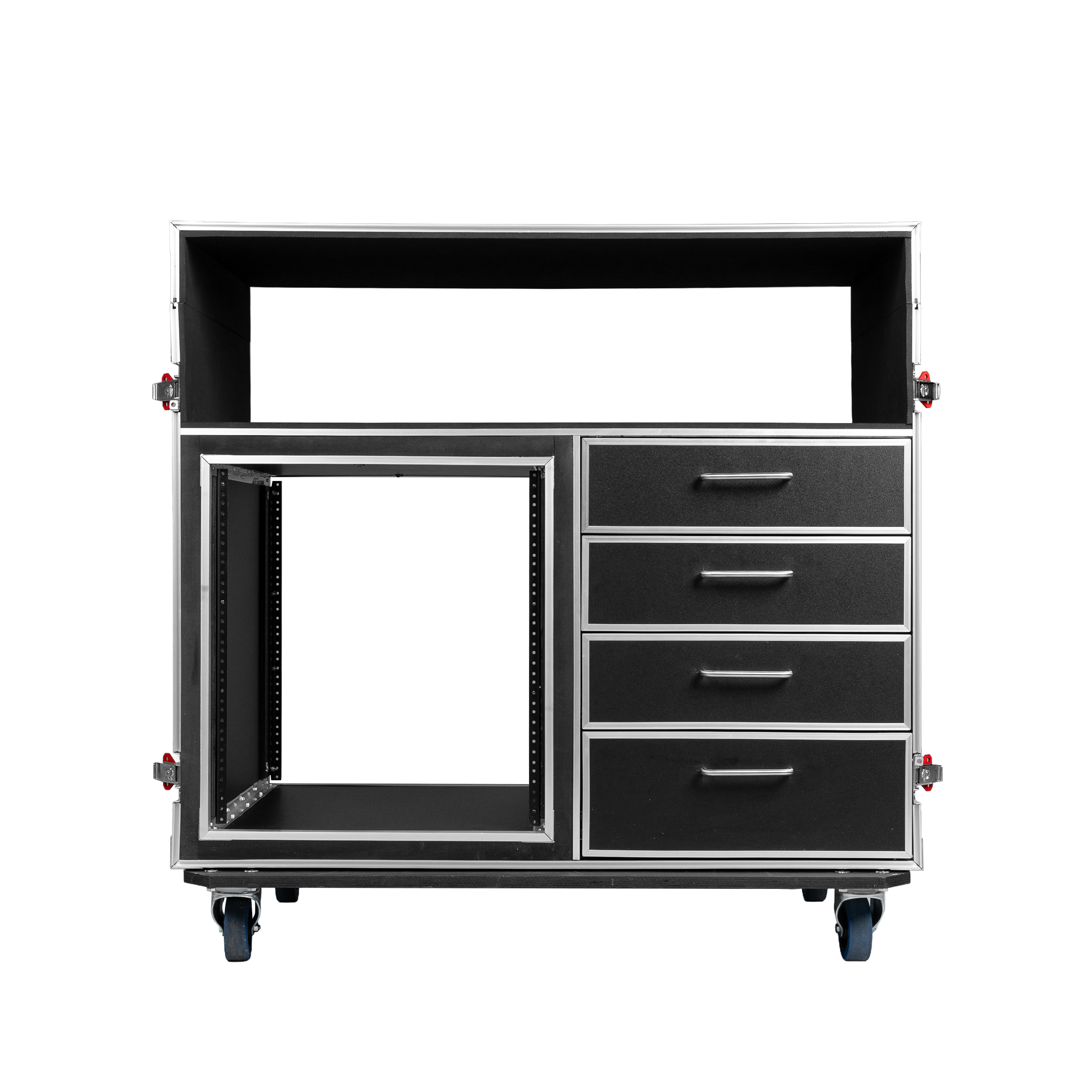 GTOUR Mixer Case w/ 12U Rack, 4 Drawers & 2 tables