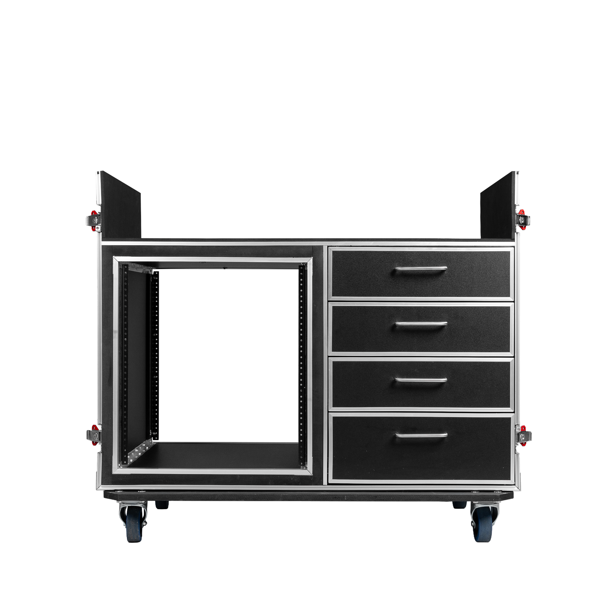 GTOUR Mixer Case w/ 12U Rack, 4 Drawers & 2 tables