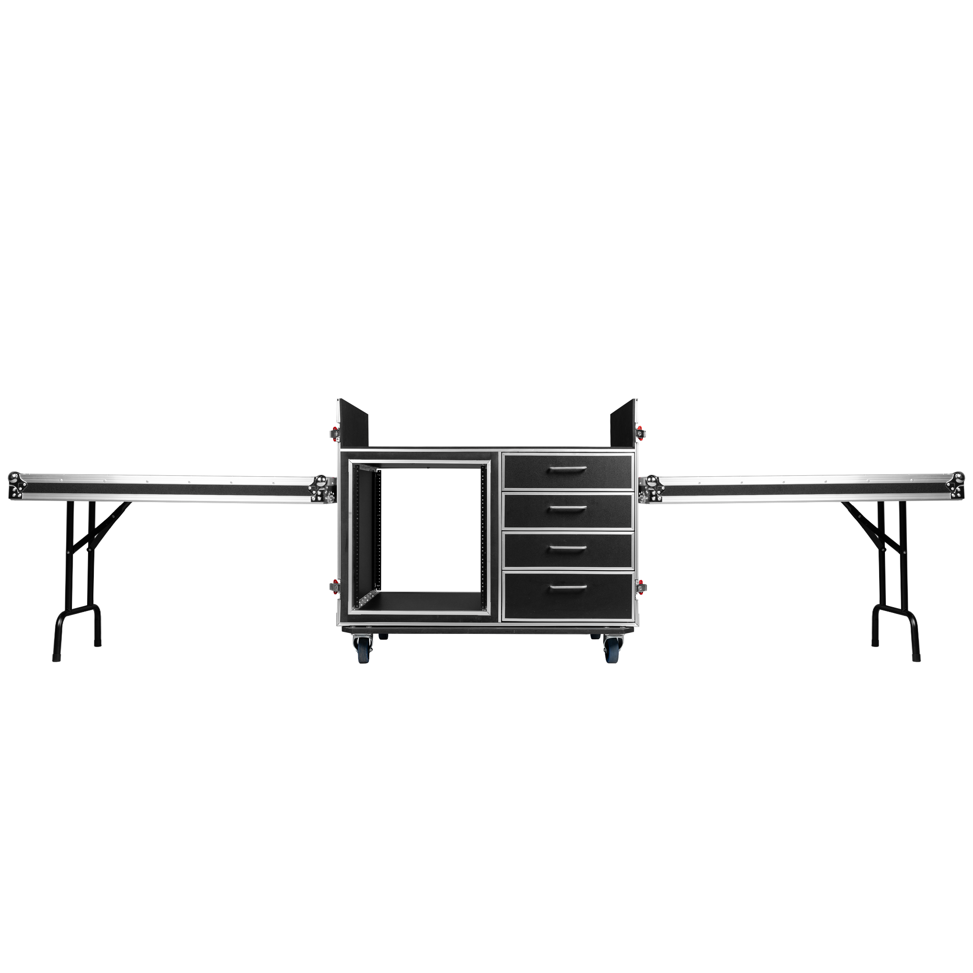 GTOUR Mixer Case w/ 12U Rack, 4 Drawers & 2 tables