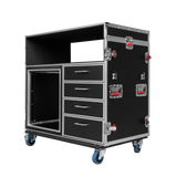 GTOUR Mixer Case w/ 12U Rack, 4 Drawers & 2 tables