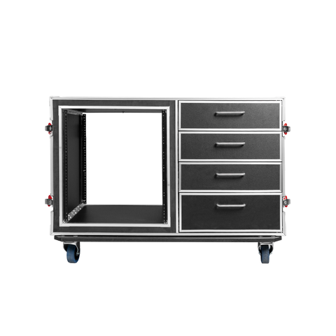 GTOUR Workstation 12U Rack, 4 Drawers & 2 tables