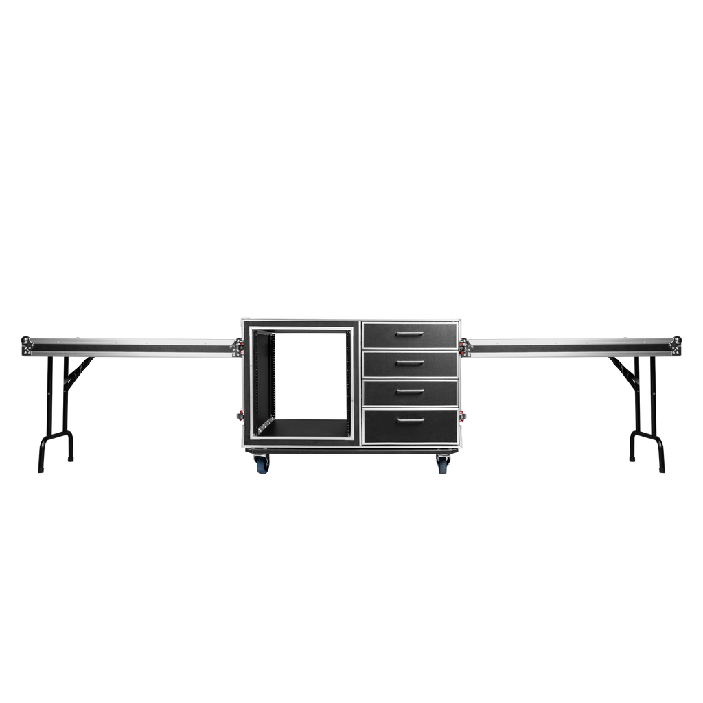 GTOUR Workstation 12U Rack, 4 Drawers & 2 tables