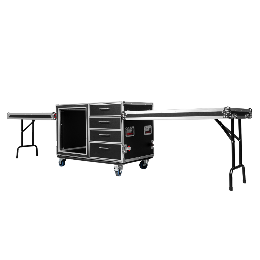 GTOUR Workstation 12U Rack, 4 Drawers & 2 tables