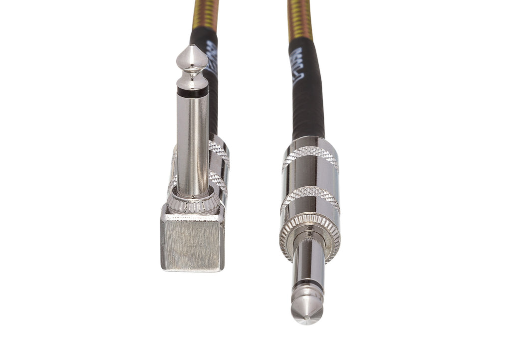 Tweed Guitar Cable, Hosa Straight to Right-angle, 18 ft - Front