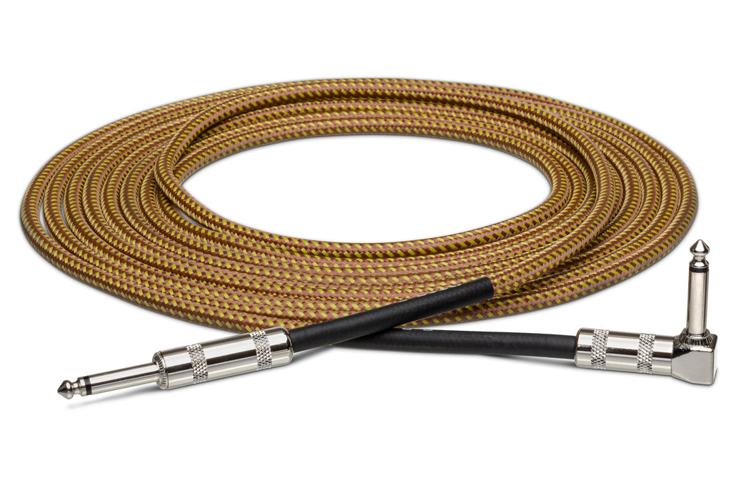 Tweed Guitar Cable, Hosa Straight to Right-angle, 18 ft - Full