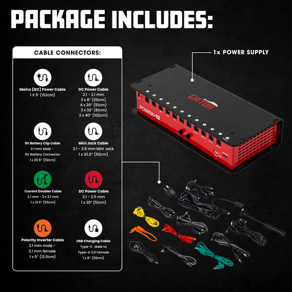 Pedalboard Power Supply; 12 Outputs – 2300Ma