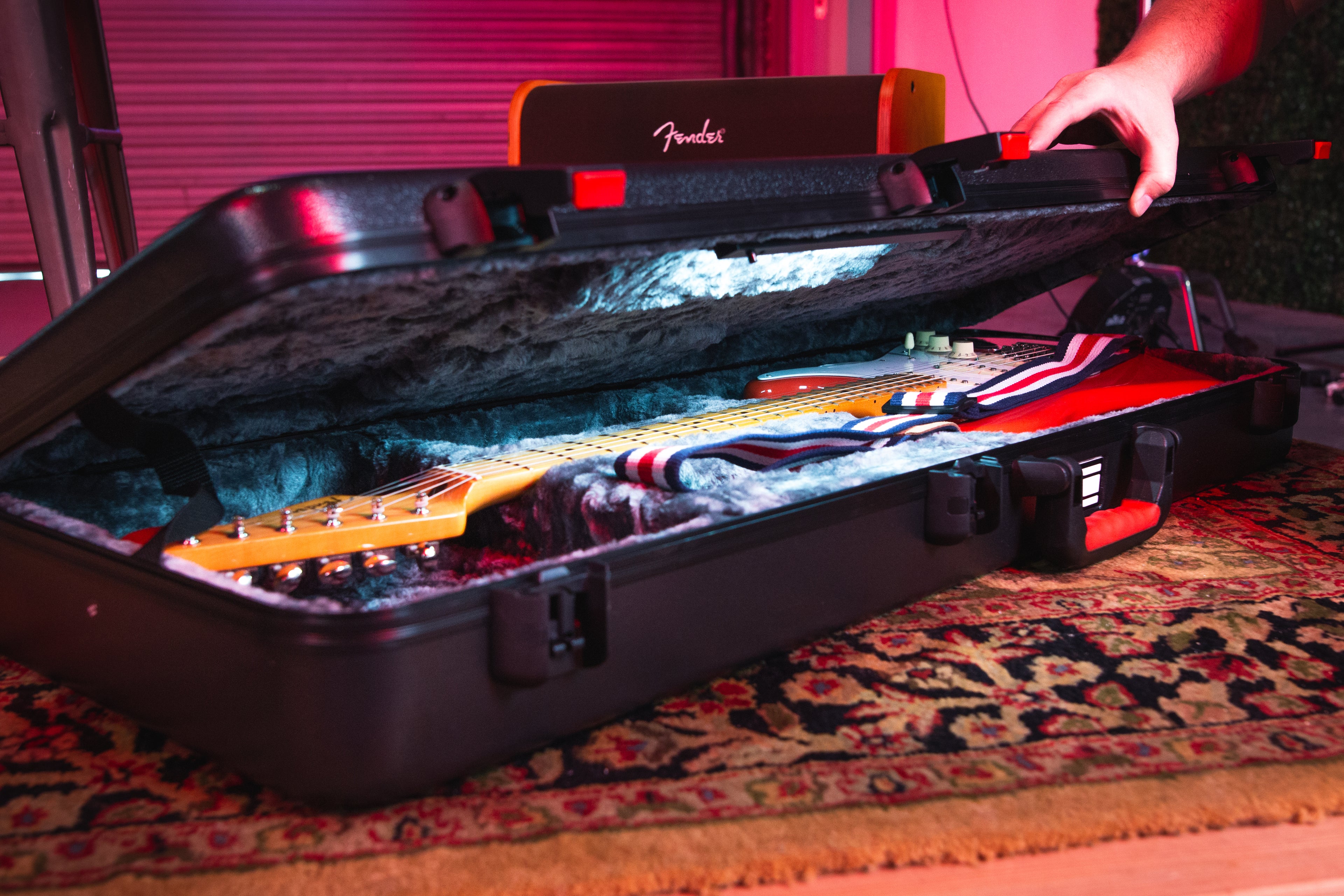 TSA ATA Molded Electric Guitar Case with LED Light