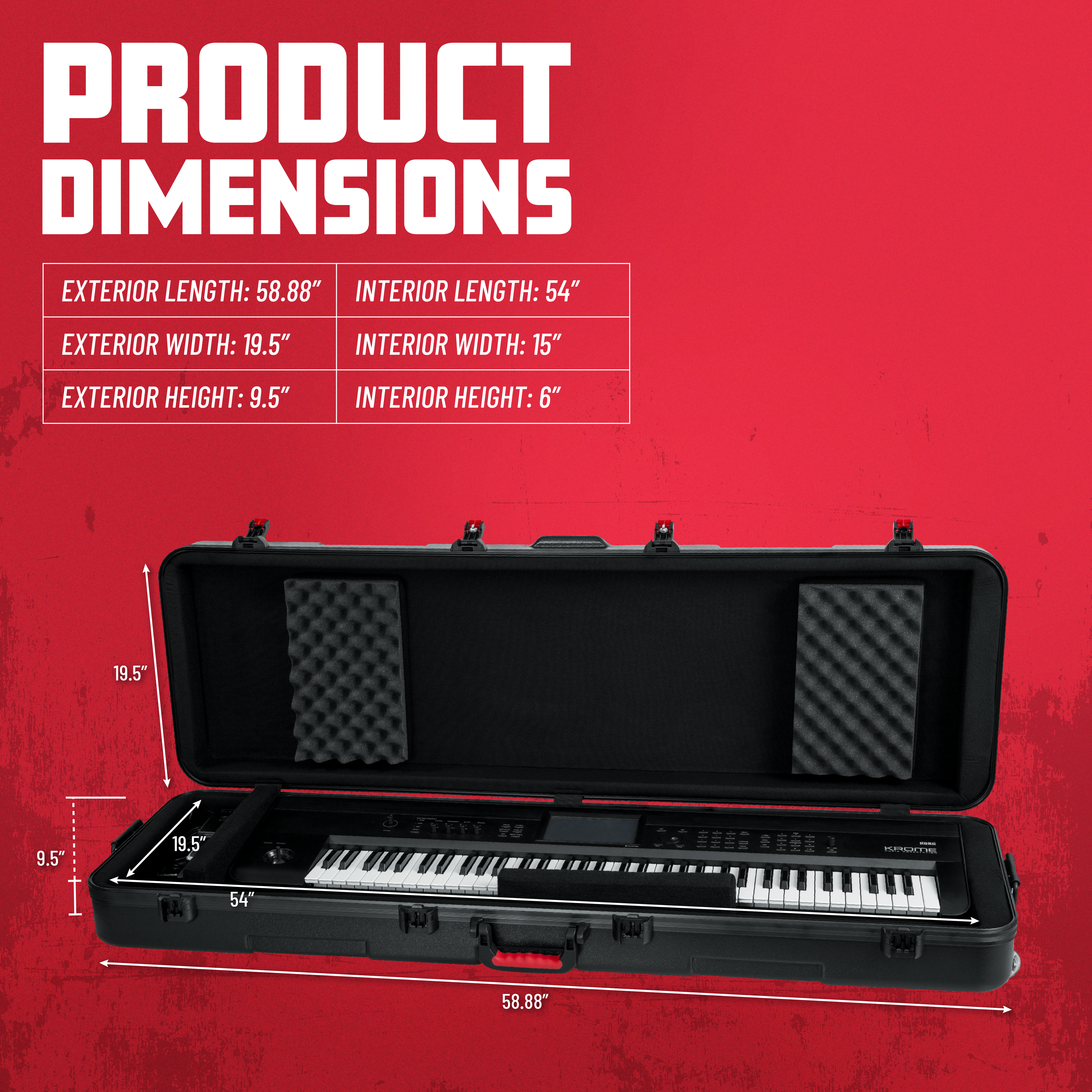 TSA ATA Slim 88-note Keyboard Case w/ Wheels