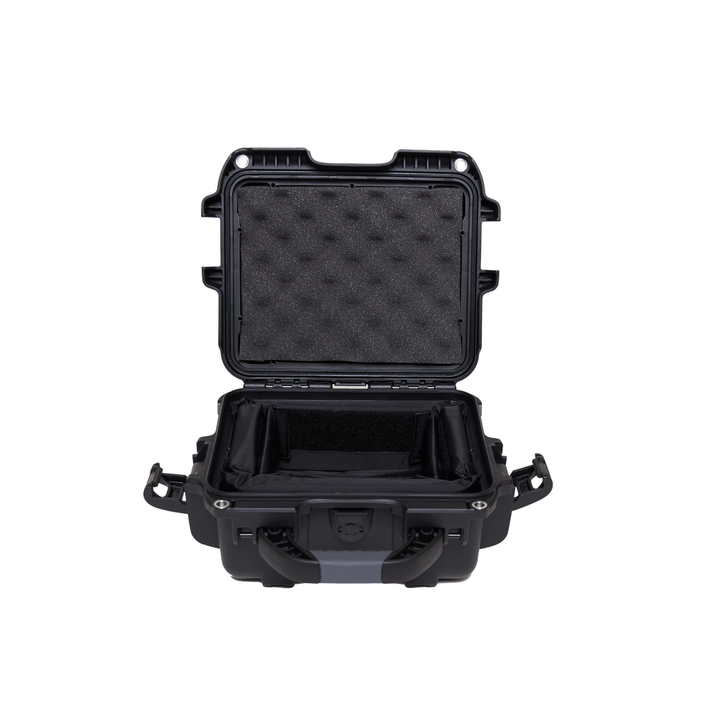 Waterproof case w/ divider system; 9.4"x7.4"x5.5"
