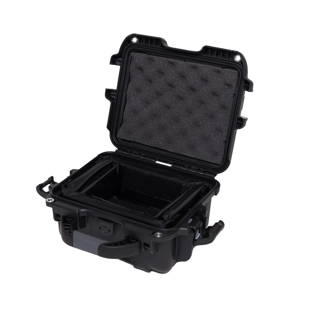 Waterproof case w/ divider system; 9.4"x7.4"x5.5"
