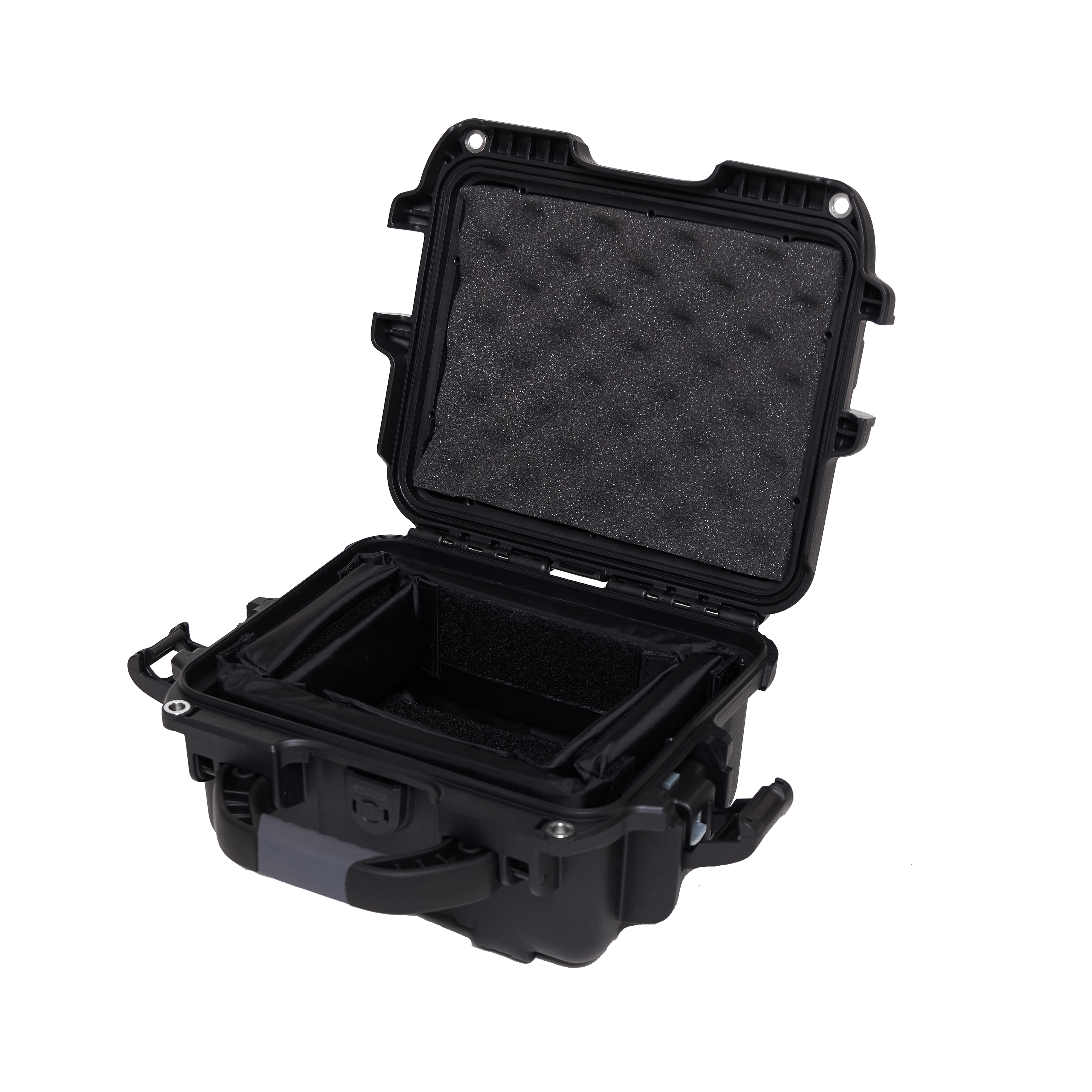 Waterproof case w/ divider system; 9.4"x7.4"x5.5"