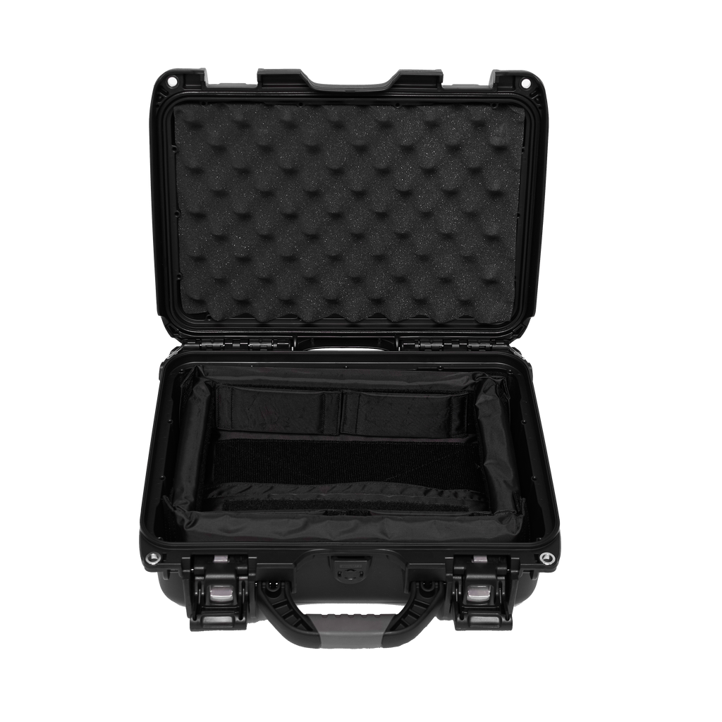 Waterproof case w/divider system; 13.8"x9.3"x6.2"