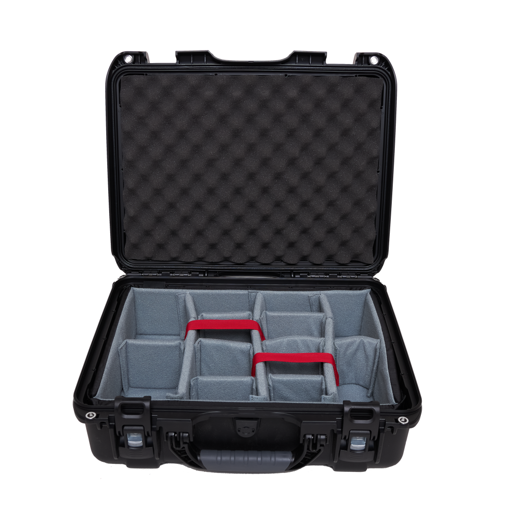 Waterproof case w/ divider system; 18"x13"x6.9"