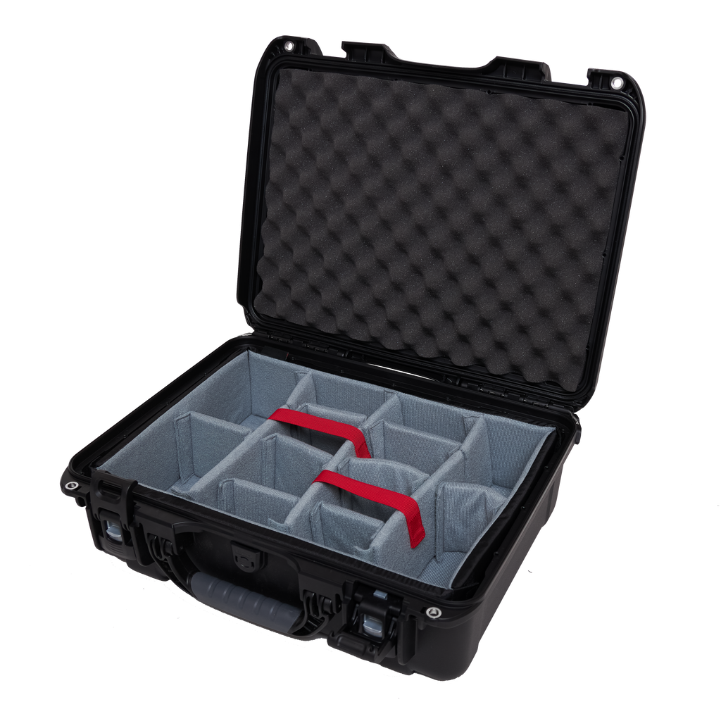 Waterproof case w/ divider system; 18"x13"x6.9"