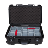 Waterproof case w/divider system; 20.5"x11.3"x7.5"