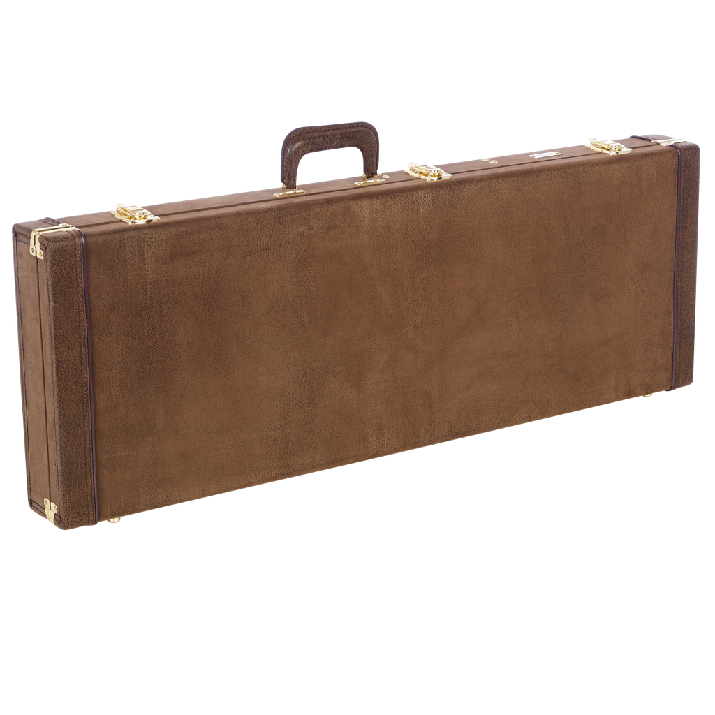 Electric Guitar Deluxe Wood Case, Vintage Brown