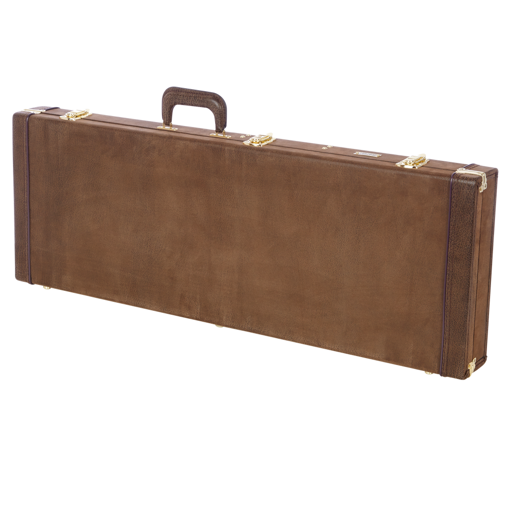 Electric Guitar Deluxe Wood Case, Vintage Brown