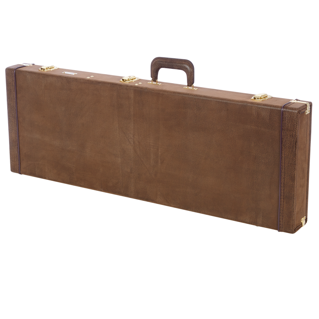 Electric Guitar Deluxe Wood Case, Vintage Brown