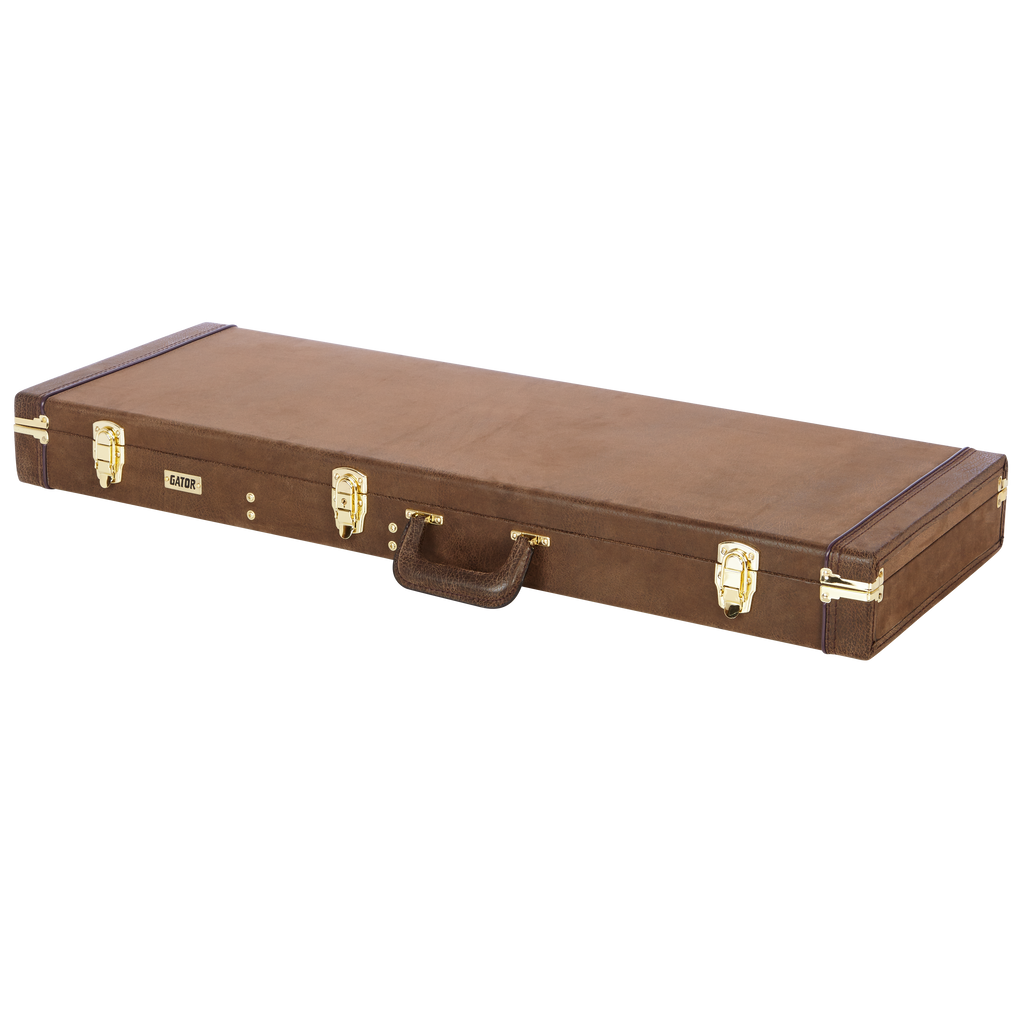 Electric Guitar Deluxe Wood Case, Vintage Brown
