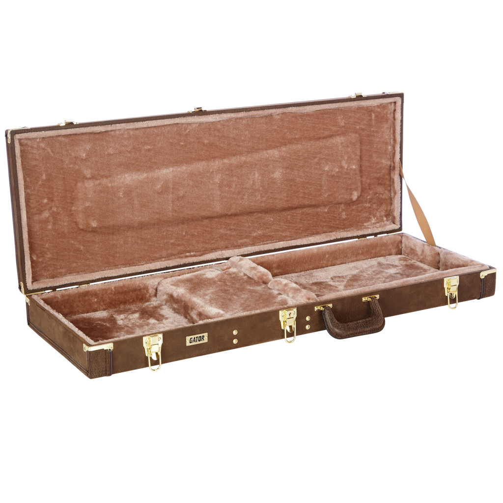 Electric Guitar Deluxe Wood Case, Vintage Brown