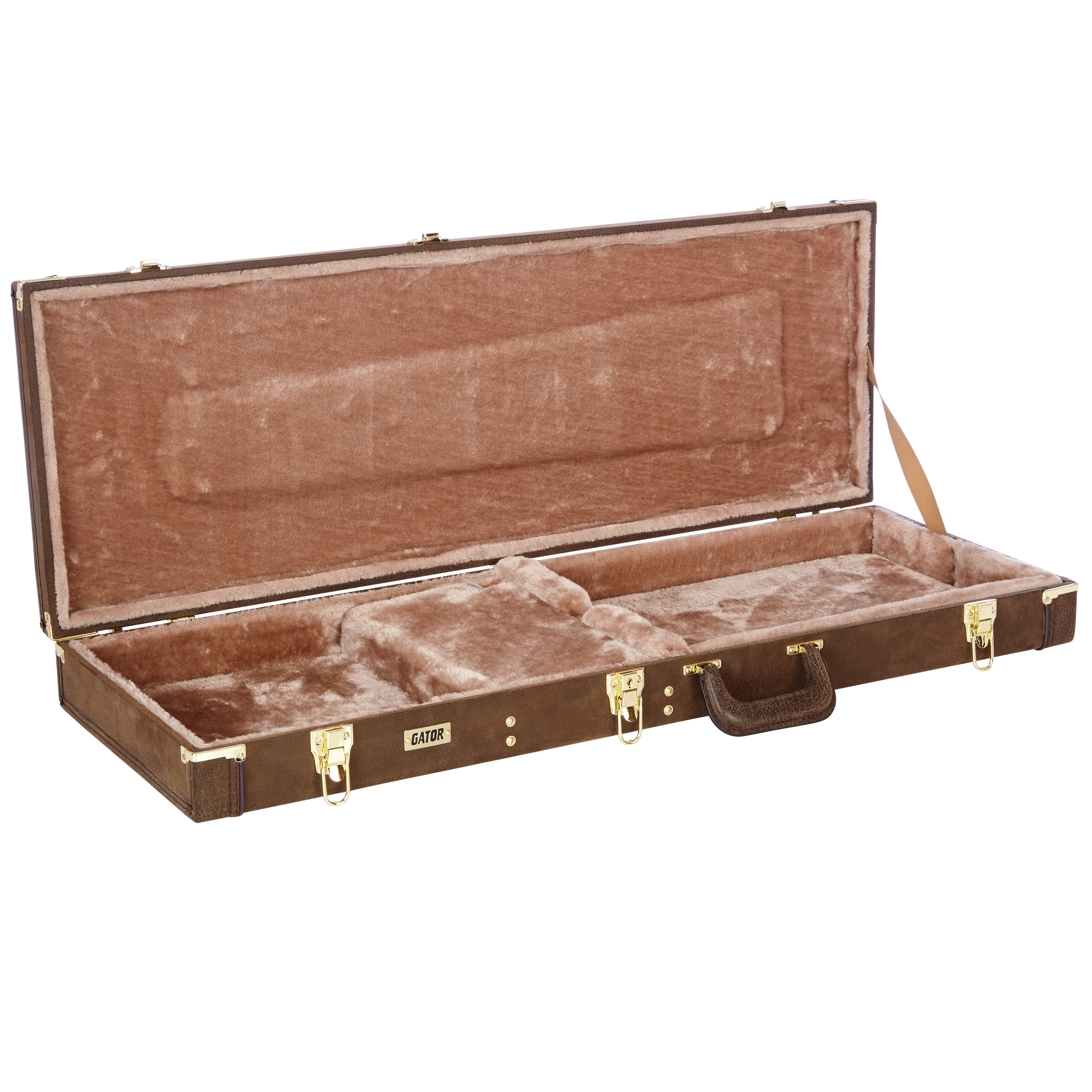 Electric Guitar Deluxe Wood Case, Vintage Brown