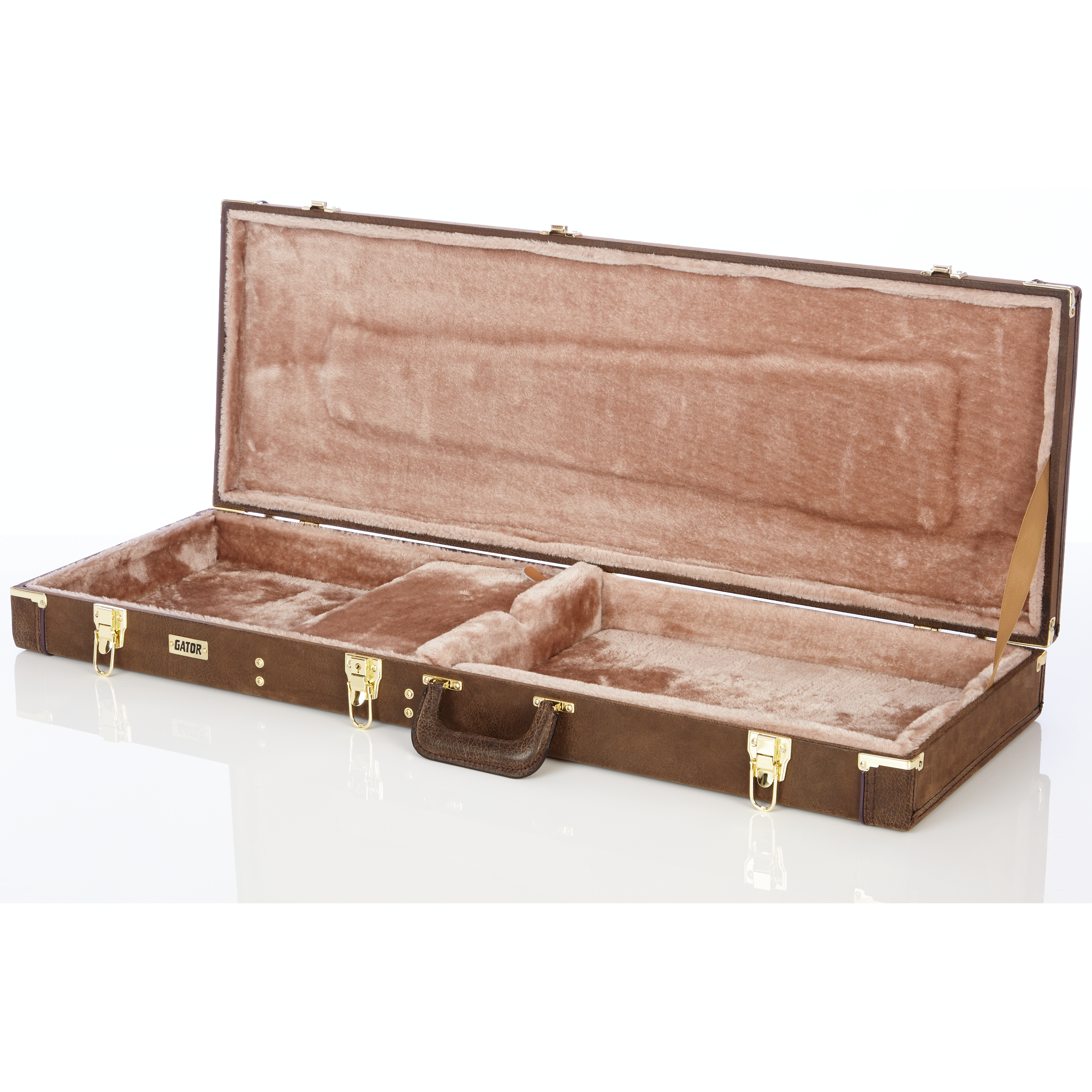 Electric Guitar Deluxe Wood Case, Vintage Brown