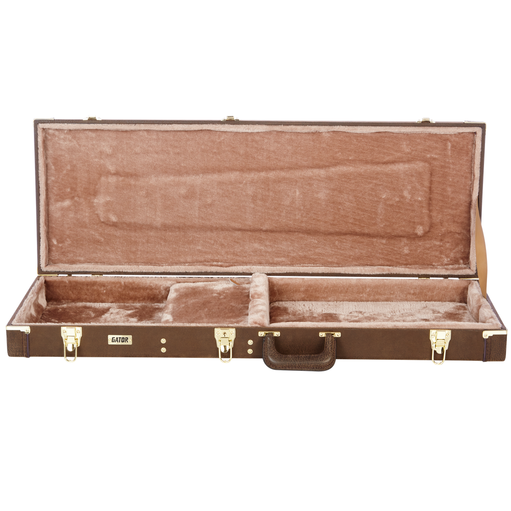 Electric Guitar Deluxe Wood Case, Vintage Brown