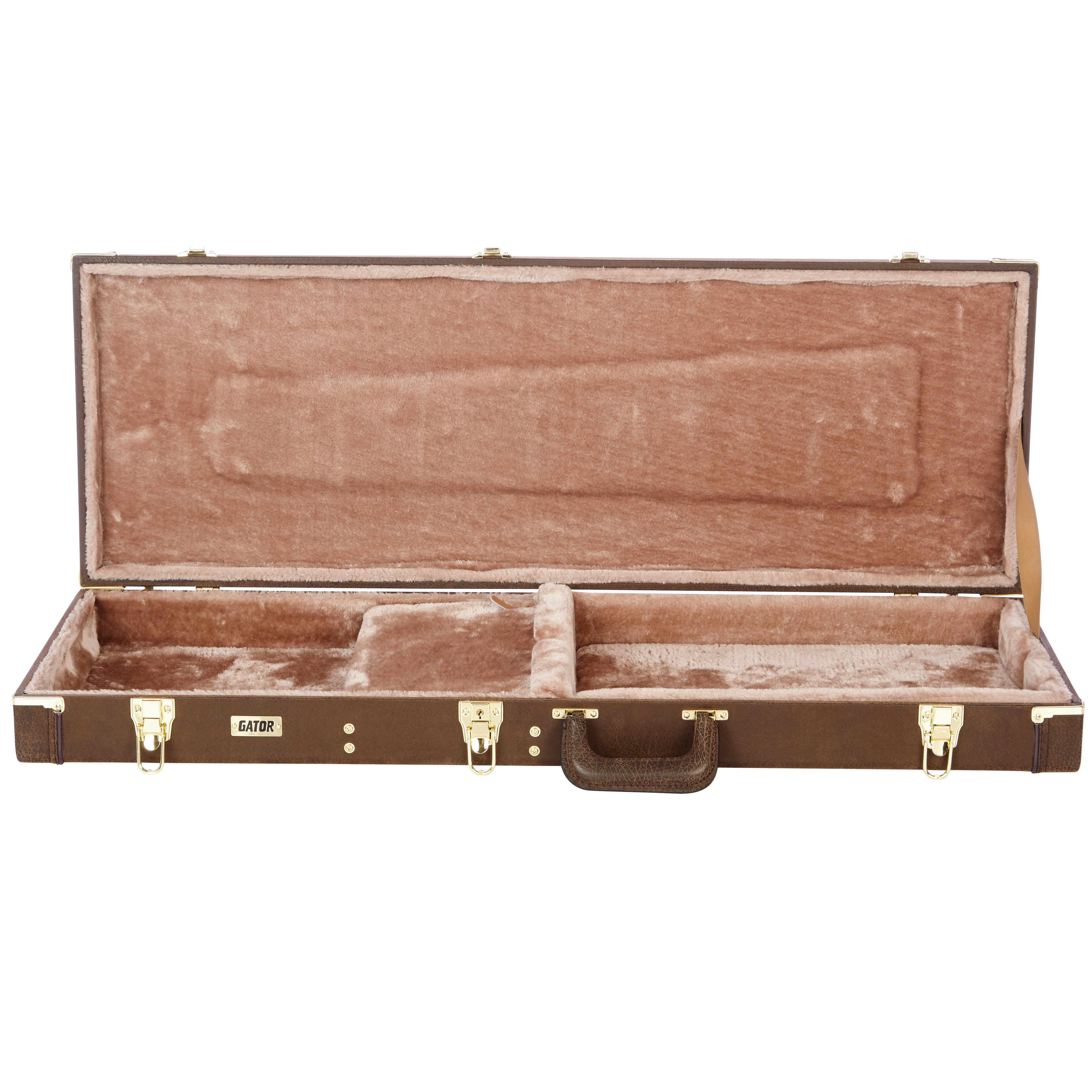 Electric Guitar Deluxe Wood Case, Vintage Brown