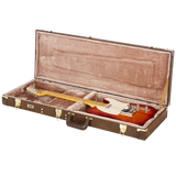 Electric Guitar Deluxe Wood Case, Vintage Brown