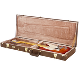 Electric Guitar Deluxe Wood Case, Vintage Brown