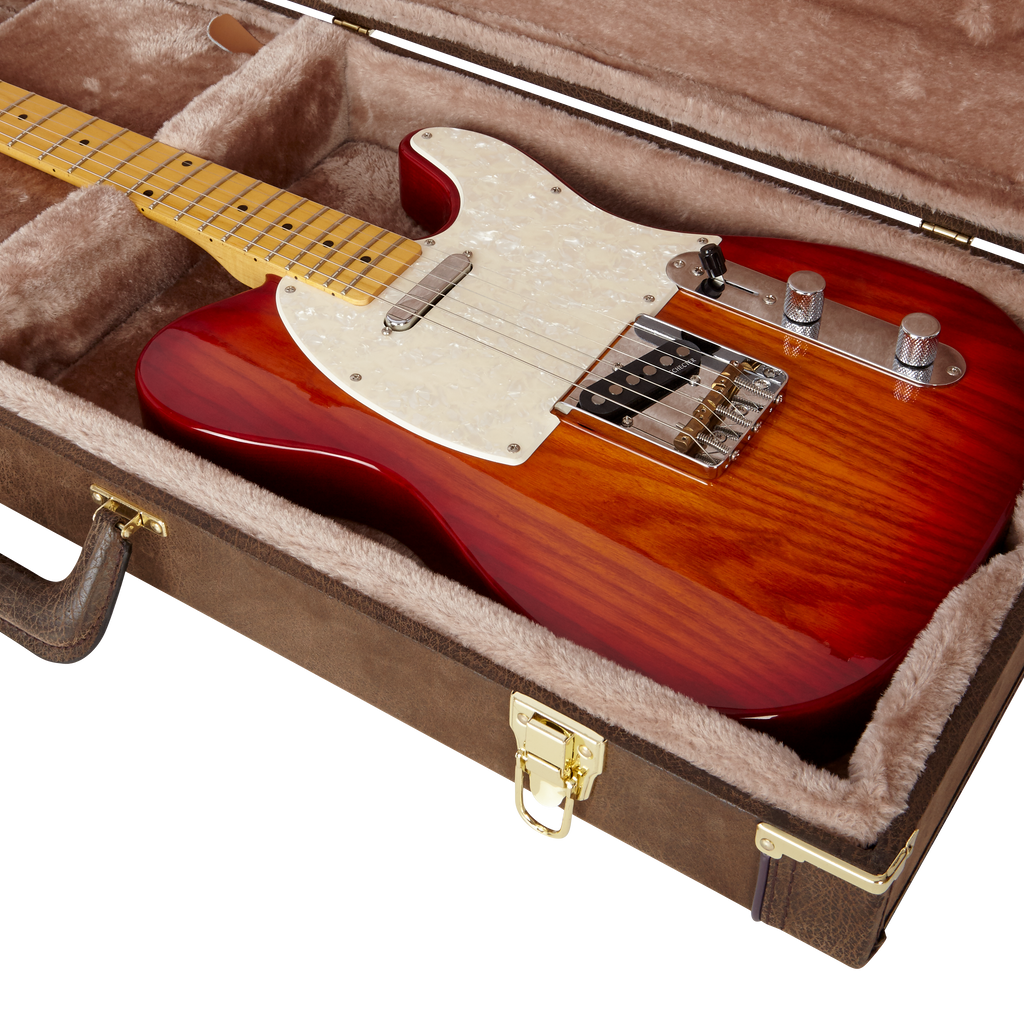 Electric Guitar Deluxe Wood Case, Vintage Brown