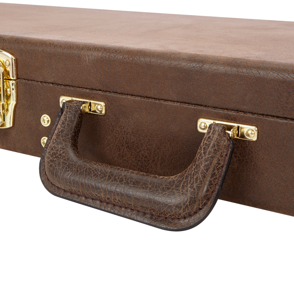 Electric Guitar Deluxe Wood Case, Vintage Brown